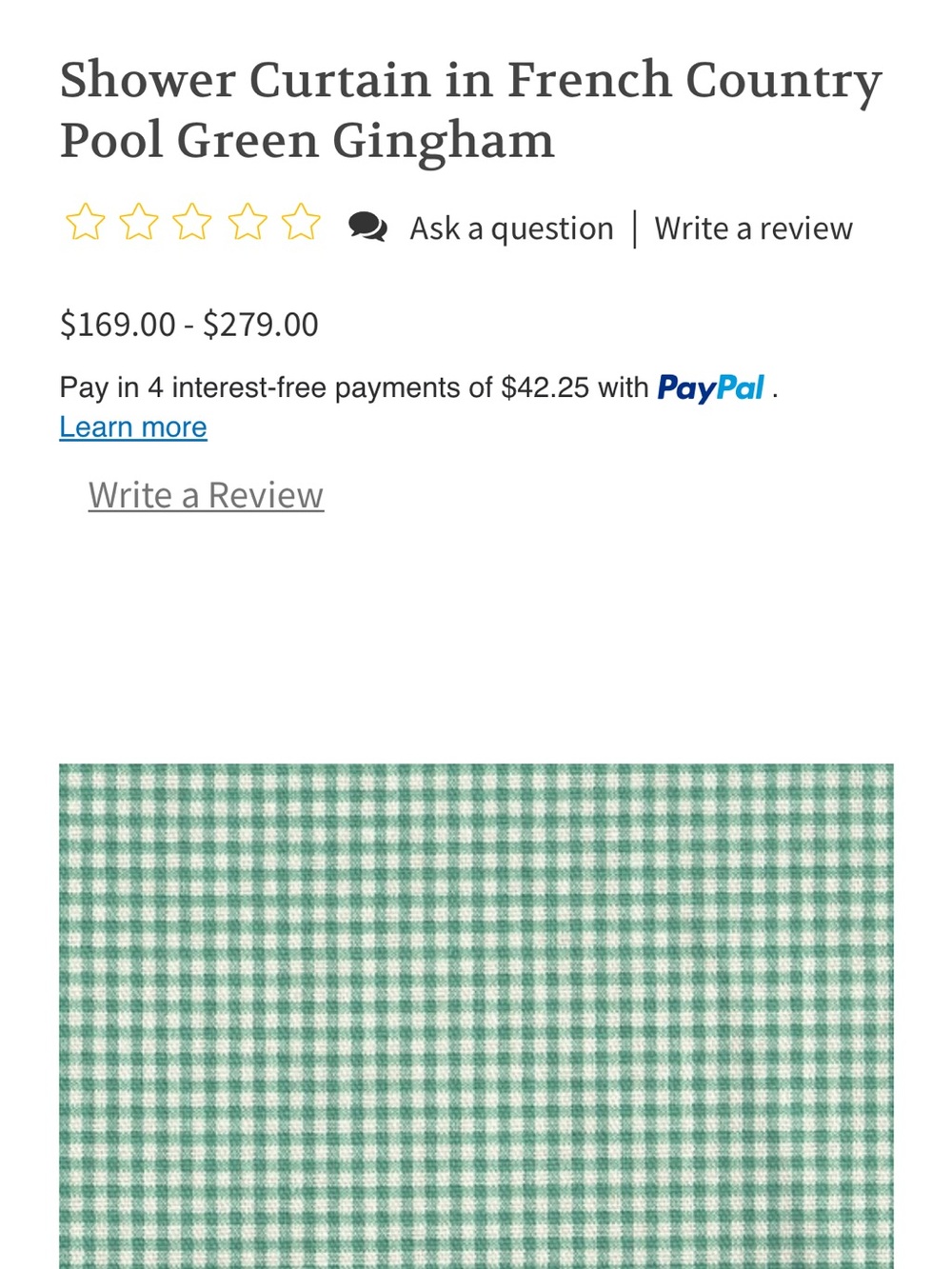 Close to Custom shower curtain in French country Gingham - green